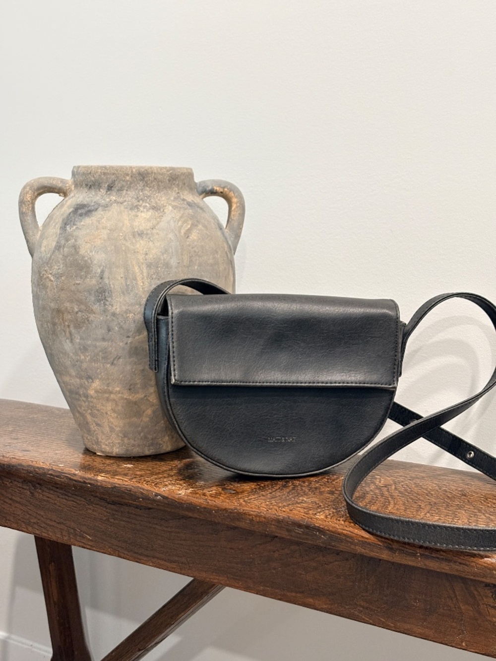 Matt & Nat Vegan Leather Half Moon Crossbody Bag Black